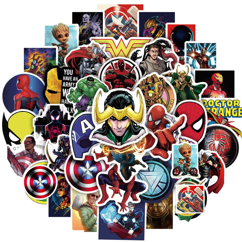 10/30/50/100 шт микс мультфильм аниме Дисней Marvel наклейки Человек-паук Мстители