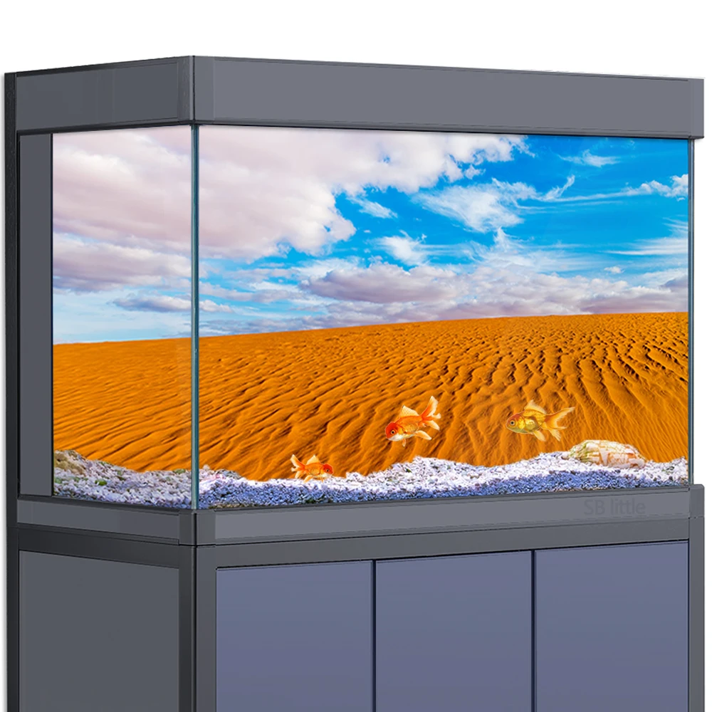 

Aquarium Background Sticker Decoration for Fish Tanks Reptile Habitat, Desert Blue Sky Nature HD 3D Poster 5-55 Gallon