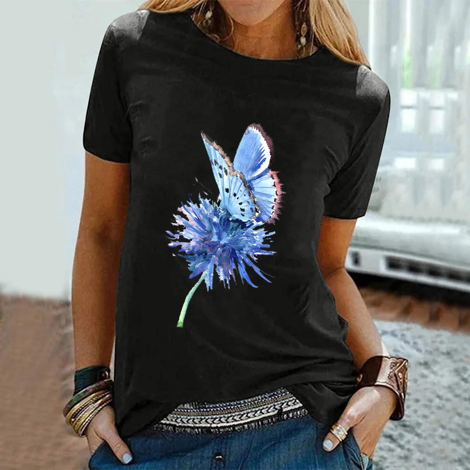 2022 New Women Short Sleeve Clothes Print Tops Fashion Lady Tees Female O-neck Summer Tshirt Graphic Butterfly Print T-Shirt
2022 New Women Short Sleeve Clothes Print Tops Fashion Lady Tees Female O-neck Summer Tshirt Graphic Butterfly Print T-Shirt