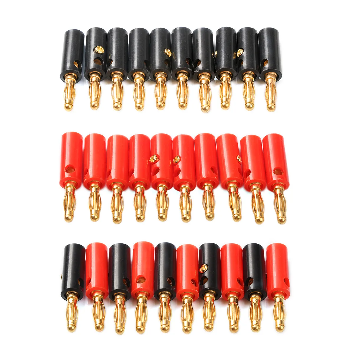 

20PC Black&Red 4mm Banana Plug Gold Plated Audio Speaker Cable Wire Connectors Banana Connector Adapter set