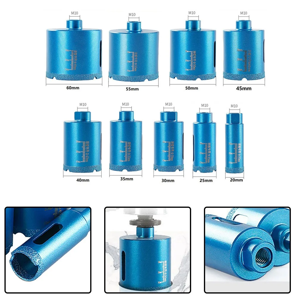 M10 Thread Dry Vacuum Brazed Diamond Drilling Core Drill Bits Ceramic Tile Hole Saw Opener For Granite Marble Tile 20-60mm
M10 Thread Dry Vacuum Brazed Diamond Drilling Core Drill Bits Ceramic Tile Hole Saw Opener For Granite Marble Tile 20-60mm