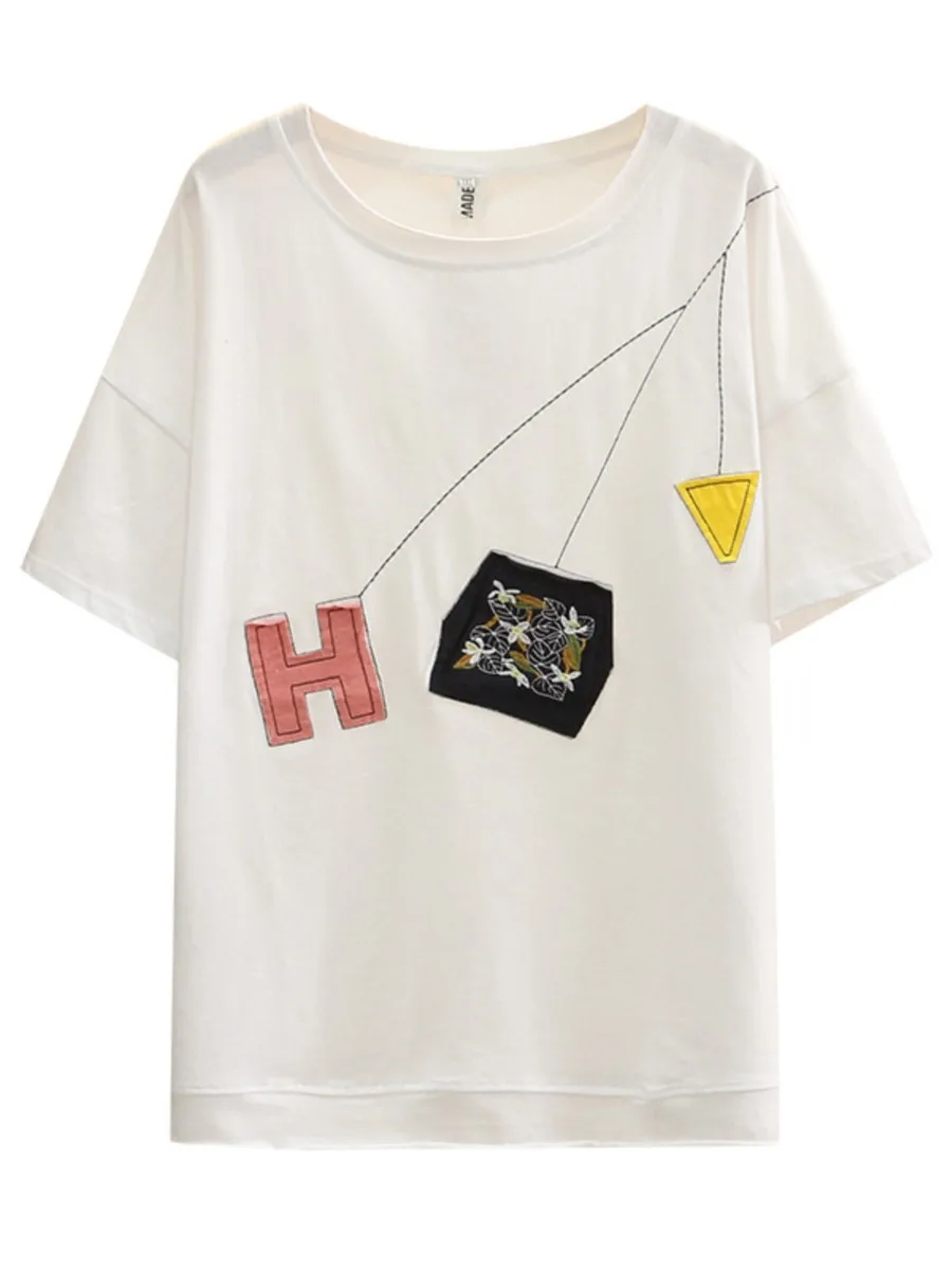 5XL Women's Plus Size T-Shirt Cotton Patch Embroidery Tees 2022 Summer Short Sleeve O-Neck Tops
5XL Women's Plus Size T-Shirt Cotton Patch Embroidery Tees 2022 Summer Short Sleeve O-Neck Tops