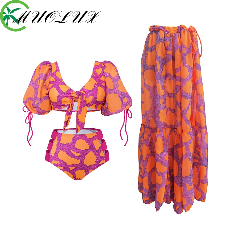 MUOLUX New 2023 Women Vintage Bandage Print 3 Piece Bikinis High Waist Cover Up Swimsuit Holiday Beach Dress Bathing Suit Summer
MUOLUX New 2023 Women Vintage Bandage Print 3 Piece Bikinis High Waist Cover Up Swimsuit Holiday Beach Dress Bathing Suit Summer