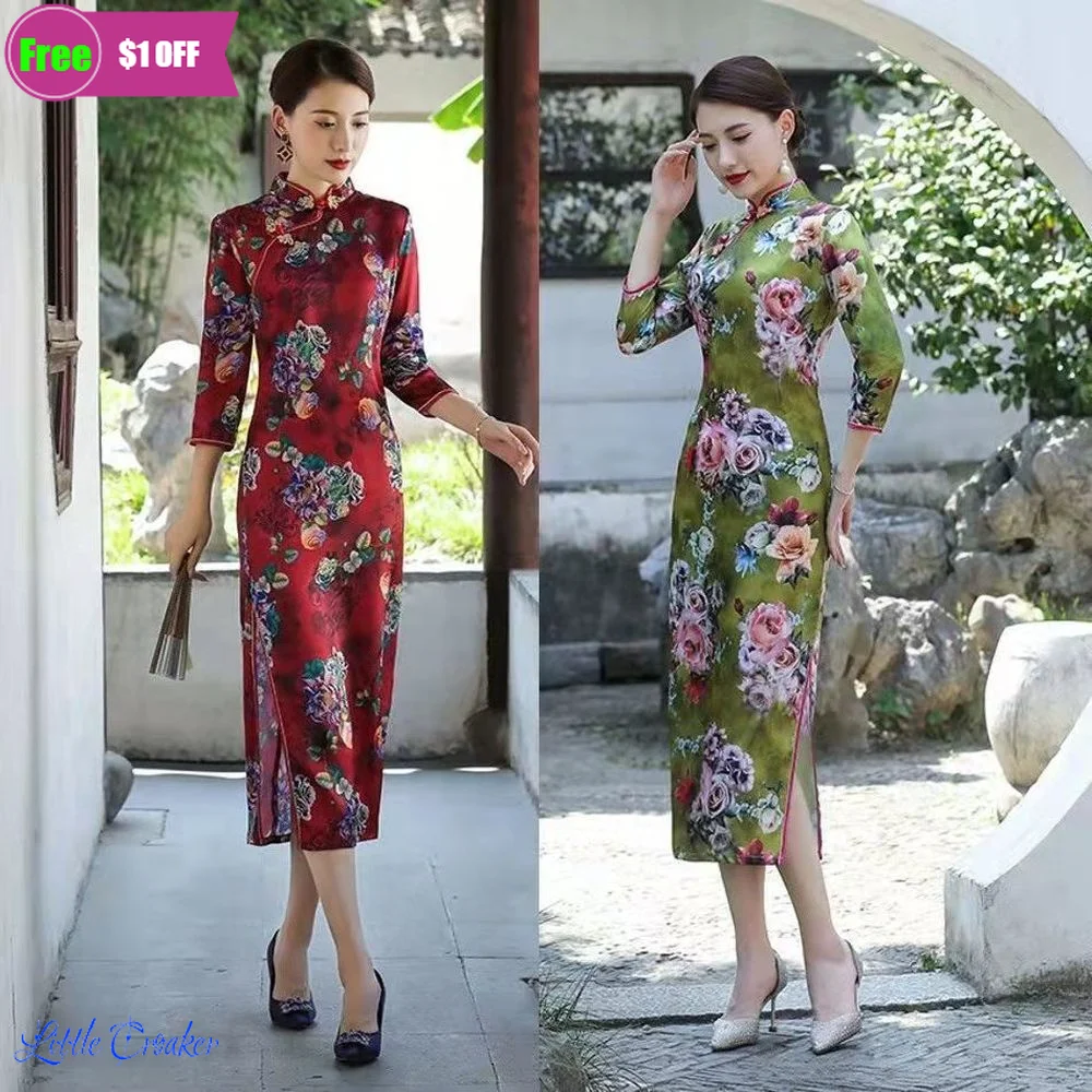 Chinese Styles Vintage Women Hanfu Midi Qipao Plus Size Dresses China Traditional Elegant Cheongsam Oriental Clothing
Chinese Styles Vintage Women Hanfu Midi Qipao Plus Size Dresses China Traditional Elegant Cheongsam Oriental Clothing