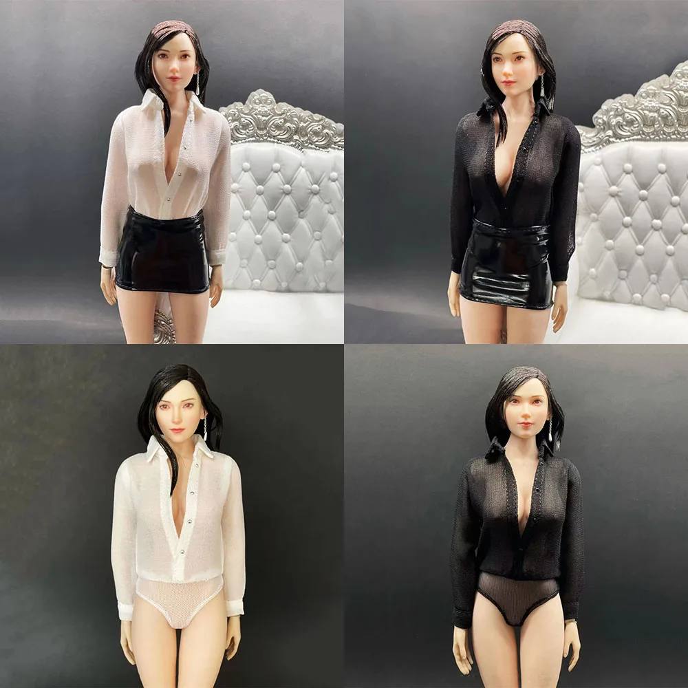 

1/6 Scale Sexy Female Soldier One-Piece Shirt Lightweight and Translucent Clothing Mini Skirt Set Model for 12’’ Action Figure