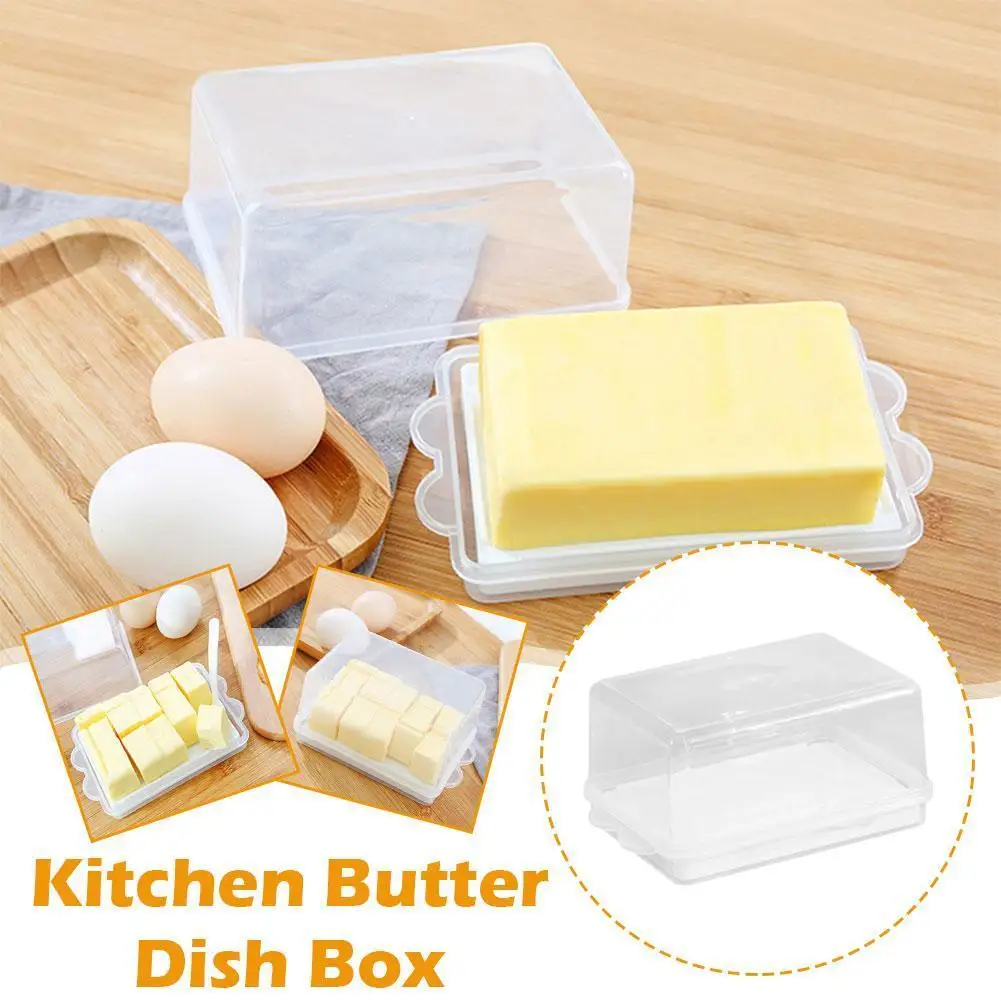 

Kitchen Butter Dish Box Holder Tray With Lid And Knife Crisper Container Plastic Storage Transparent Board Cheese Server S2C5