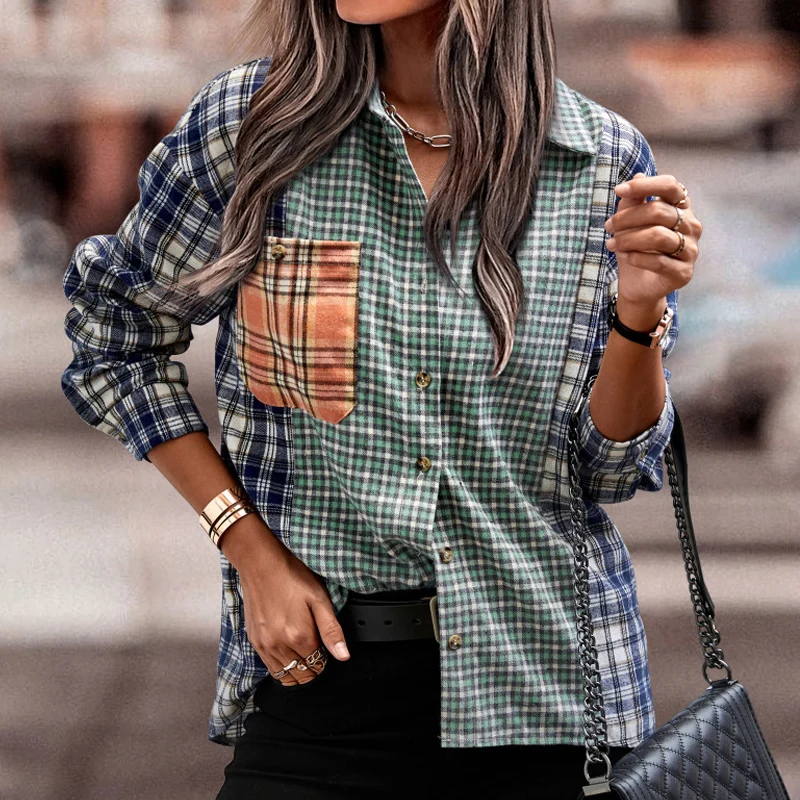 2022 Spring Plaid Print Patchwork Blouse Coat Women Elegant Single Breasted Button Tops Shirts Autumn Long Sleeve Office Blusas
2022 Spring Plaid Print Patchwork Blouse Coat Women Elegant Single Breasted Button Tops Shirts Autumn Long Sleeve Office Blusas