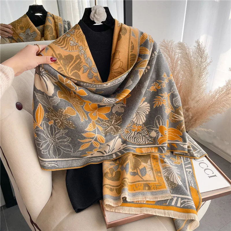 Design Floral Print Winter Warm Cashmere Shawl Scarf Women Neckerchief Pashmina Head Scarves Wrap Femal Poncho Echarpe Bandana
Design Floral Print Winter Warm Cashmere Shawl Scarf Women Neckerchief Pashmina Head Scarves Wrap Femal Poncho Echarpe Bandana