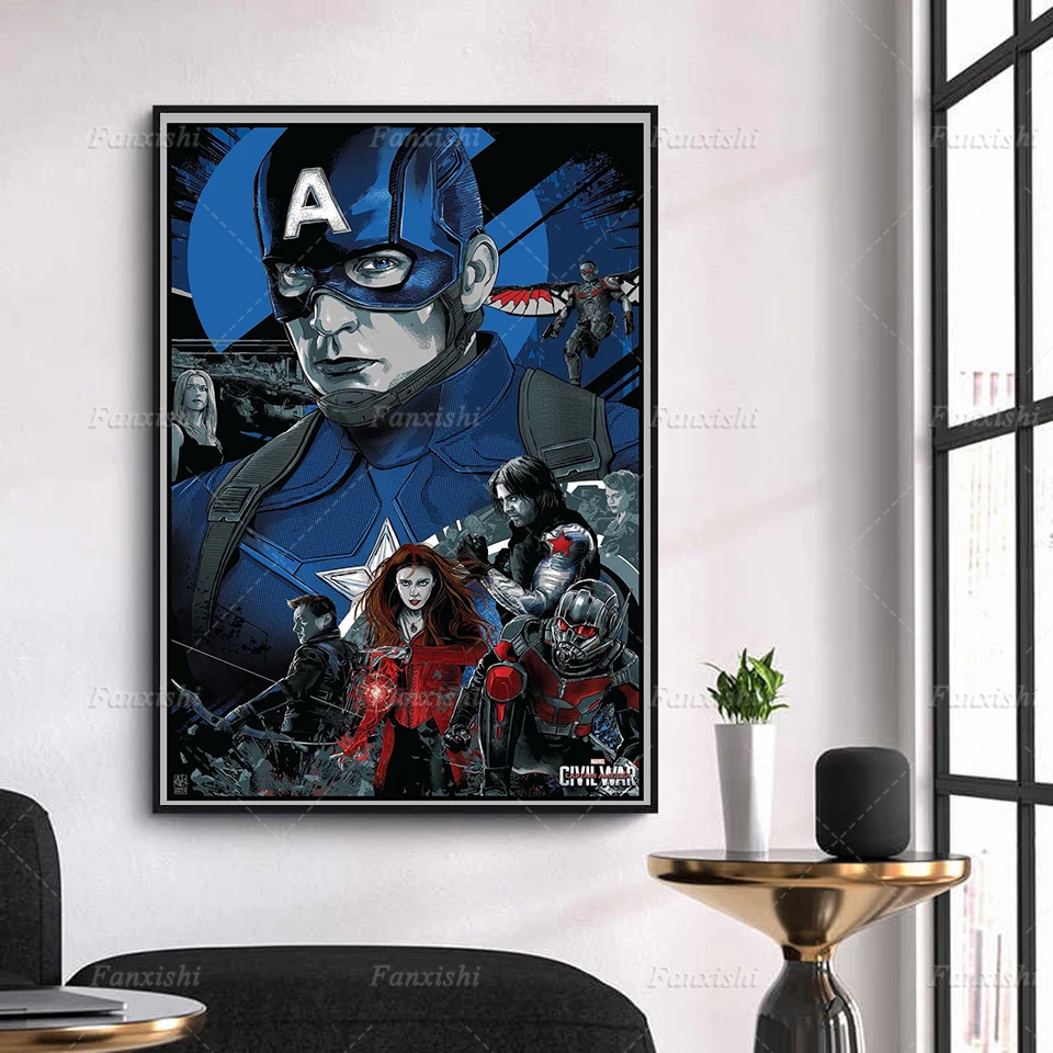 Wall Art Home Decor Captain America Civil War Iron Man Winter Soldier Hawkeye Marvel Canvas Painting Print Modular Retro Poster 
Wall Art Home Decor Captain America Civil War Iron Man Winter Soldier Hawkeye Marvel Canvas Painting Print Modular Retro Poster