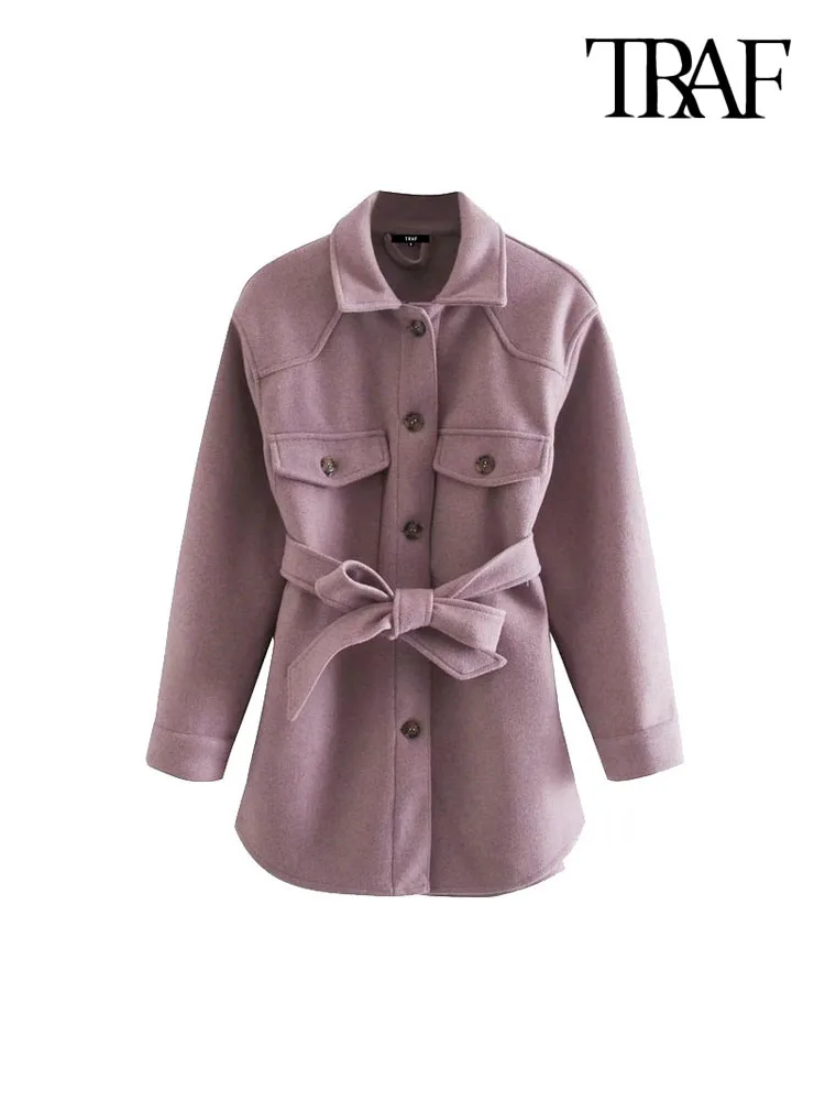 TRAF Women Fashion With Belt Loose Jacket Coat Vintage Long Sleeve Pockets Female Outerwear Chic Tops
TRAF Women Fashion With Belt Loose Jacket Coat Vintage Long Sleeve Pockets Female Outerwear Chic Tops