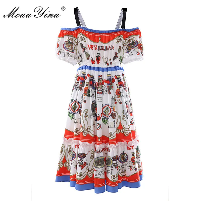 MoaaYina Fashion Designer Summer Dress Spaghetti Strap Puff sleeve Elastic waist Food print Vintage Vacation Party Dresses
MoaaYina Fashion Designer Summer Dress Spaghetti Strap Puff sleeve Elastic waist Food print Vintage Vacation Party Dresses