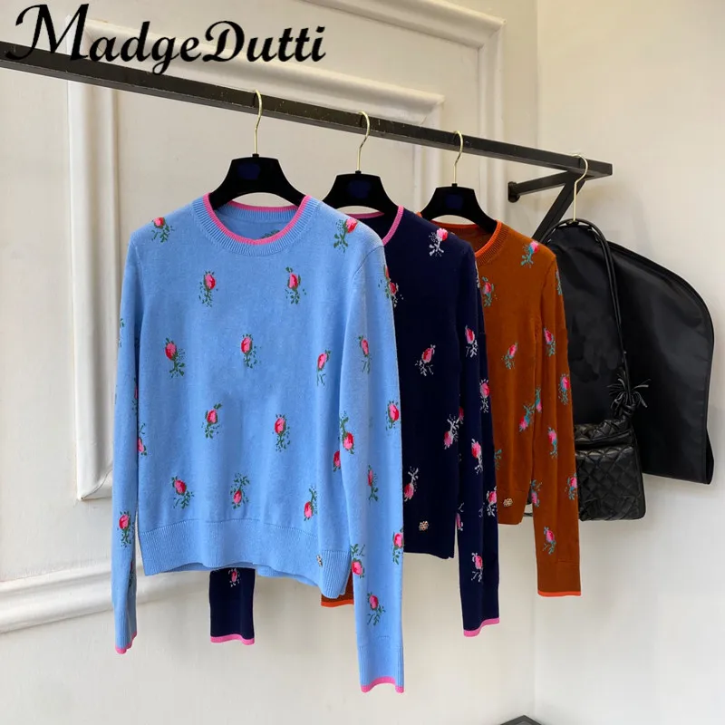 2,5 г., MadgeDutti, жаккардовый пуловер контрастных цветов с круглым вырезом, кашемировый вязаный свитер для женщин
2,5 г., MadgeDutti, жаккардовый пуловер контрастных цветов с круглым вырезом, кашемировый вязаный свитер для женщин