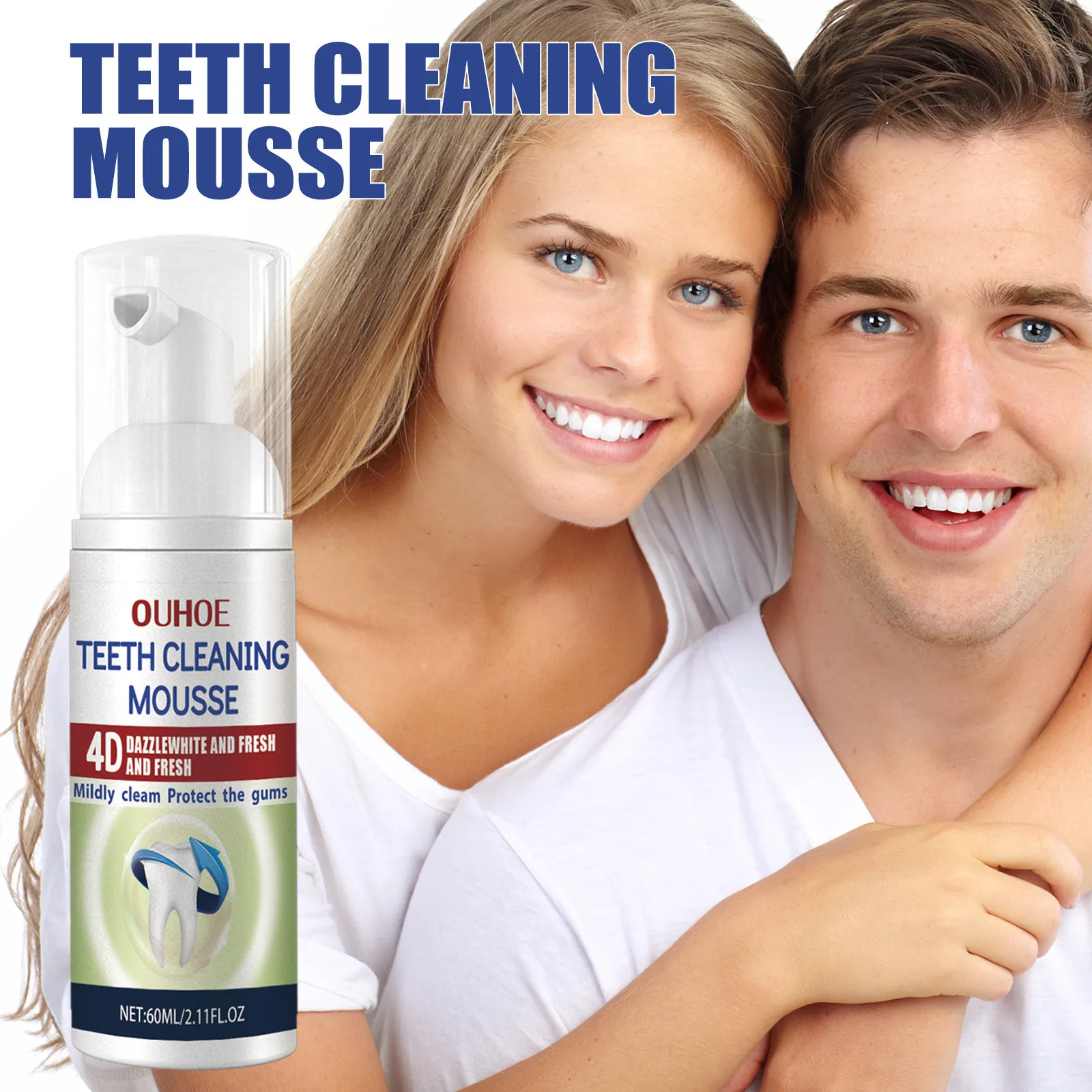 

60ml Teeth Whitening Toothpaste Mousse Foam Cleansing Stains Yellow Teeth Remove Breath Freshen Whiten Tooth Toothpaste Care