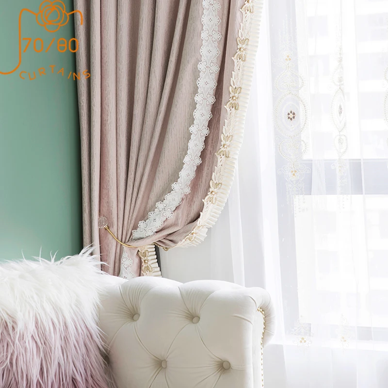 French Pink Princess Style Lace Stitching Curtains Blackout Curtains for Living Room Bedroom Finished Product Customization
French Pink Princess Style Lace Stitching Curtains Blackout Curtains for Living Room Bedroom Finished Product Customization