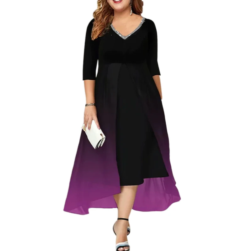 Women's Plus Size Casual A Line Dress Gradient Long Dress Maxi Dress Half Sleeve Sequins V Neck Fashion Smock Layerd Fairy Dress
Women's Plus Size Casual A Line Dress Gradient Long Dress Maxi Dress Half Sleeve Sequins V Neck Fashion Smock Layerd Fairy Dress