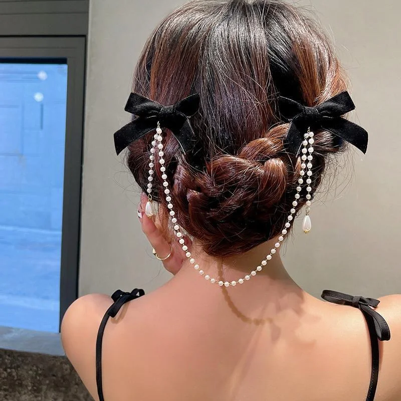 Tassel Elegant Vintage Bow Pearl Chain Hairpins Sweet Hair Decorate Headband Hair Clips For Fashion Hair Accessories
Tassel Elegant Vintage Bow Pearl Chain Hairpins Sweet Hair Decorate Headband Hair Clips For Fashion Hair Accessories