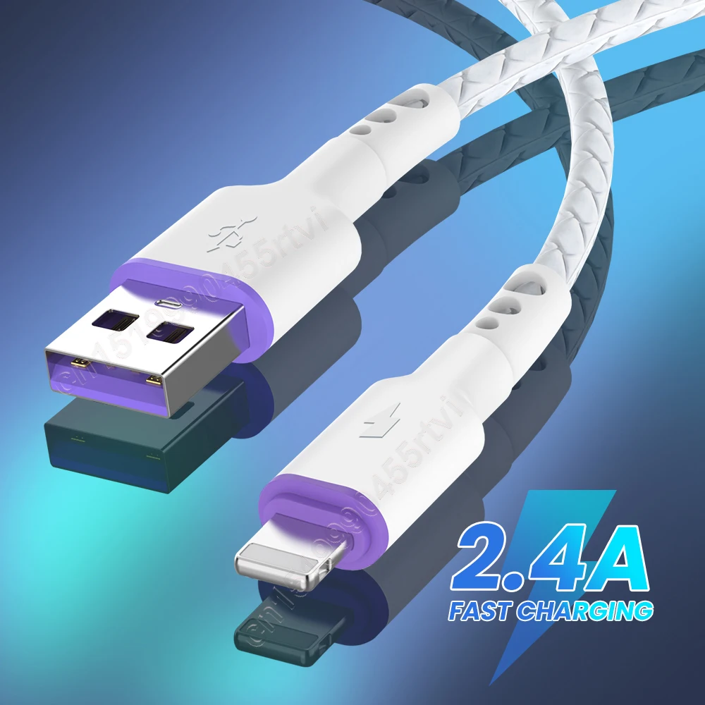

2.4A embossed silicone data cable For iPhone 13 12 11 Pro Max 8 7 6 6S Plus mobile phone charger data cable 0.25M/1M/2M