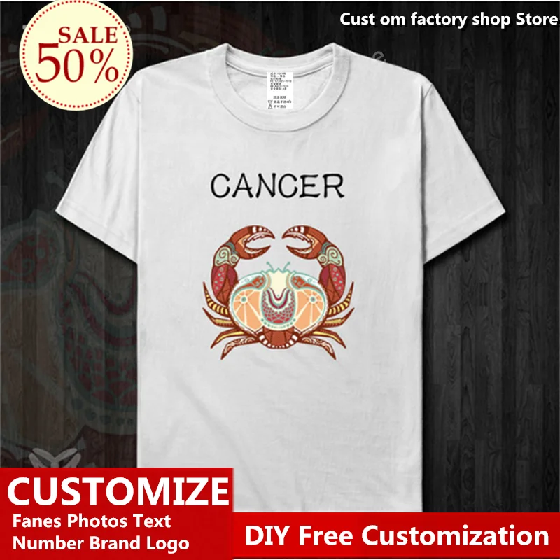 

Twelve constellations Cancer print Short sleeve cotton T-shirt DIY Custom Jersey Fans Name Number Brand LOGO T-shirts
