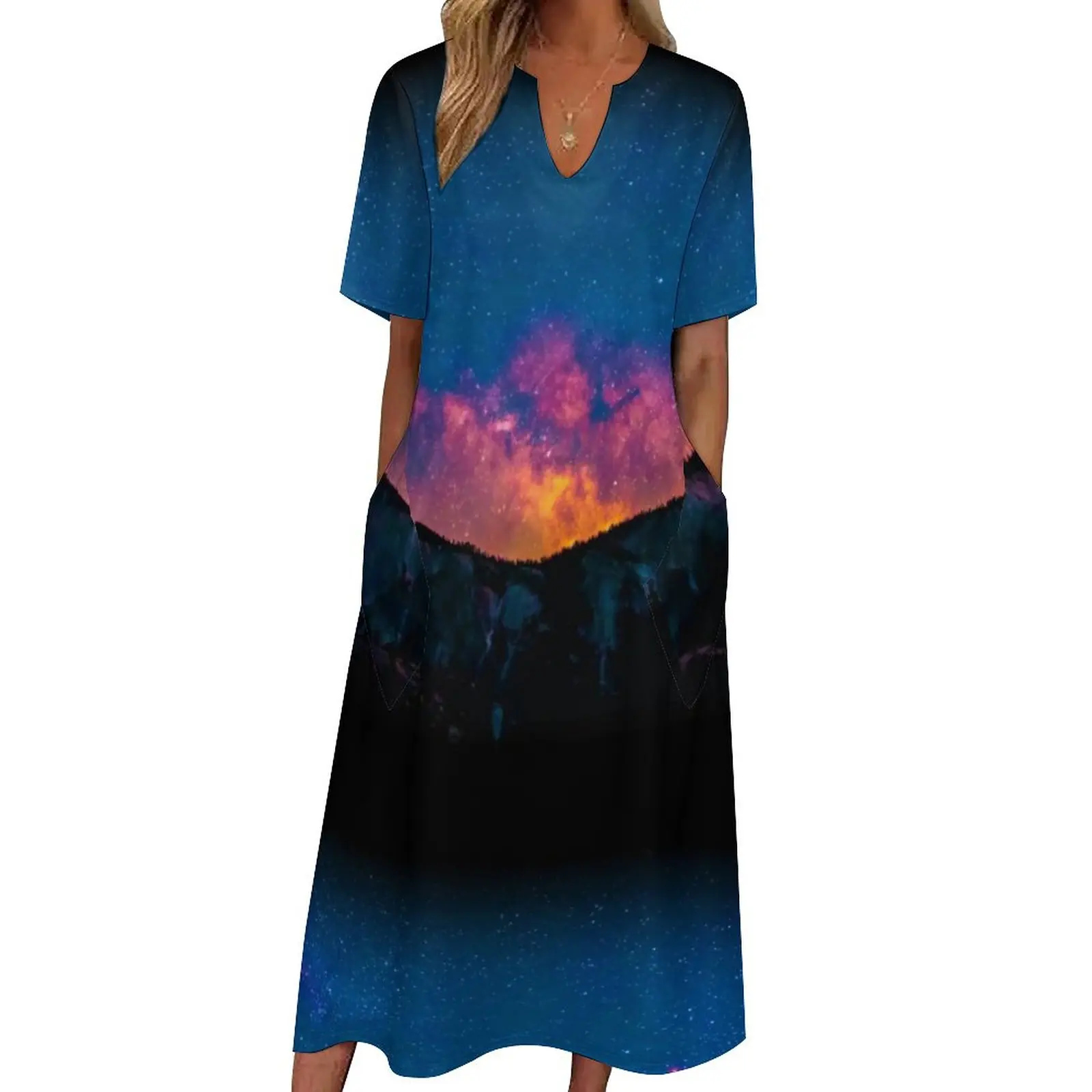 Rocky Mountain Dress Galaxy Space Print Modern Maxi Dress Short Sleeve Graphic Casual Long Dresses Aesthetic Oversized Vestido
Rocky Mountain Dress Galaxy Space Print Modern Maxi Dress Short Sleeve Graphic Casual Long Dresses Aesthetic Oversized Vestido