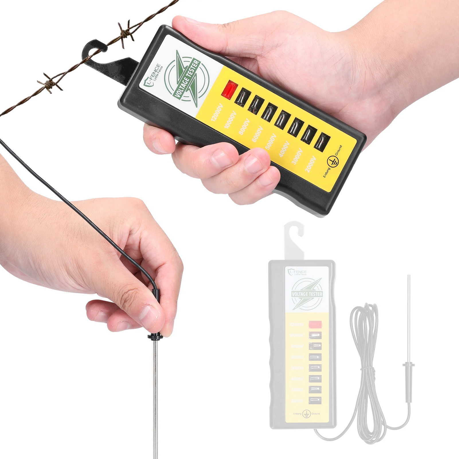 Portable 2KV~12KV Digital Fence Tester Home Garden Horse Livestock Electric Fence Voltmeter Farm Short Detector
Portable 2KV~12KV Digital Fence Tester Home Garden Horse Livestock Electric Fence Voltmeter Farm Short Detector