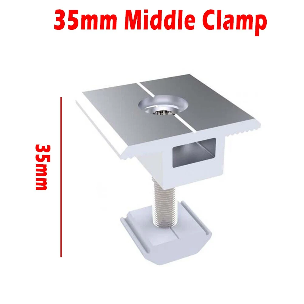 Solar Panel Clamp 30mm/35mm/40mm/45mm Silver Aluminum Alloy Clamps For Solar Panels Connecting And Fixing Solar Panel Rails
Solar Panel Clamp 30mm/35mm/40mm/45mm Silver Aluminum Alloy Clamps For Solar Panels Connecting And Fixing Solar Panel Rails