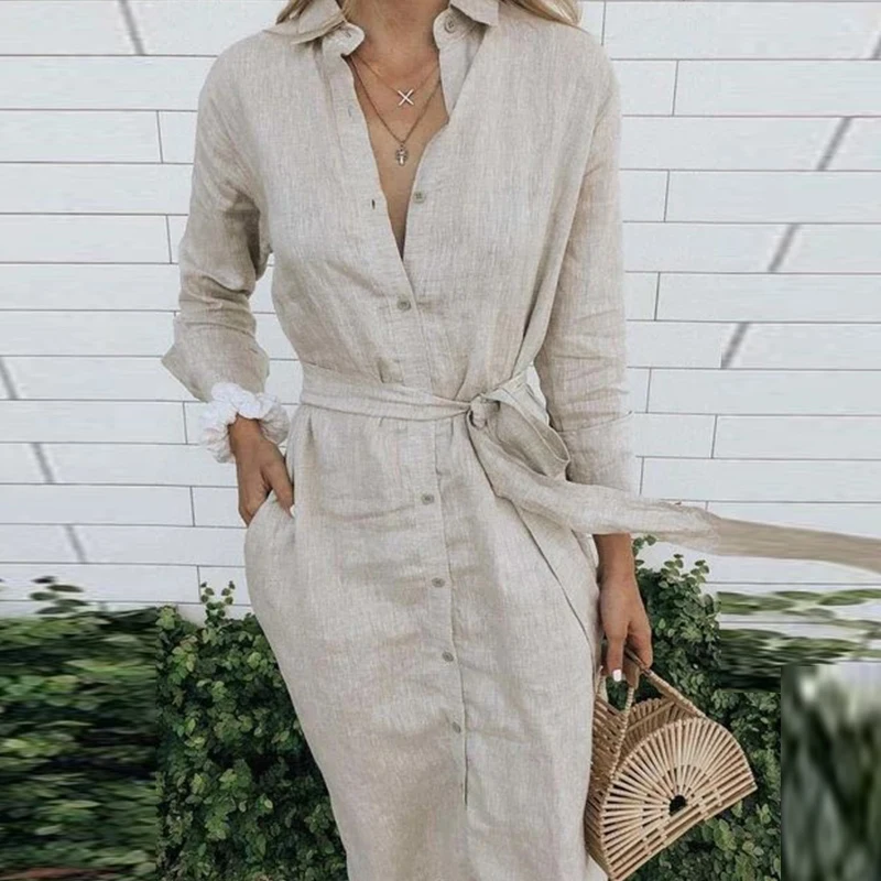 Women Elegant Lace-Up Single-Breasted Long Shirt Dress Vintage Casual Street Ladies Commute Dress Autumn Long Sleeve Party Dress
Women Elegant Lace-Up Single-Breasted Long Shirt Dress Vintage Casual Street Ladies Commute Dress Autumn Long Sleeve Party Dress