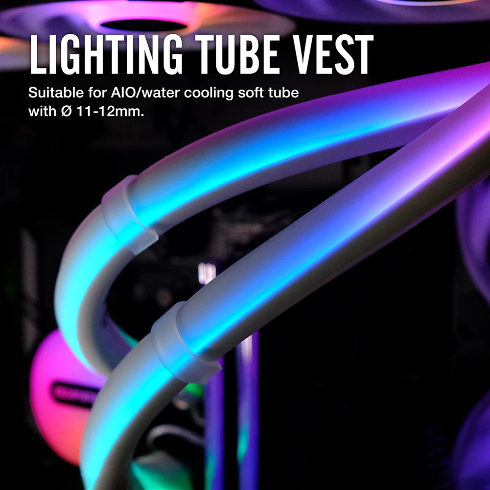 

2pcs AIO Water Cooler Tubing Aura Sync 33cm 30 LED Tube Sleeve 5V 3Pin ARGB Soft Rubber Tubing Vest for Aura Fusion RGB Light