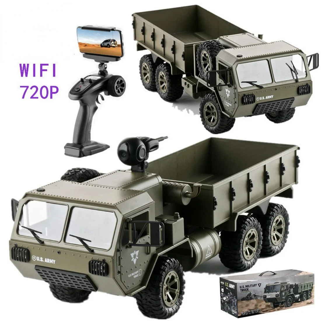 FY004 1:16 6WD RC Military Vehicle with WIFI 720P Camera 2.4G Remote Control Car US Army Truck RTR Model Adults Children Toys
FY004 1:16 6WD RC Military Vehicle with WIFI 720P Camera 2.4G Remote Control Car US Army Truck RTR Model Adults Children Toys
