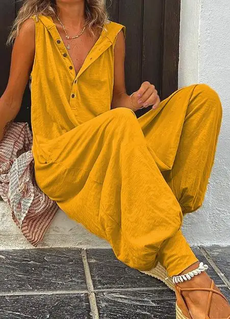 Jumpsuits Woman 2023 Summer Fashion Button Hooded Sleeveless Pants Jumpsuit Trousers Women's Overalls New Streetwear Clothing
Jumpsuits Woman 2023 Summer Fashion Button Hooded Sleeveless Pants Jumpsuit Trousers Women's Overalls New Streetwear Clothing