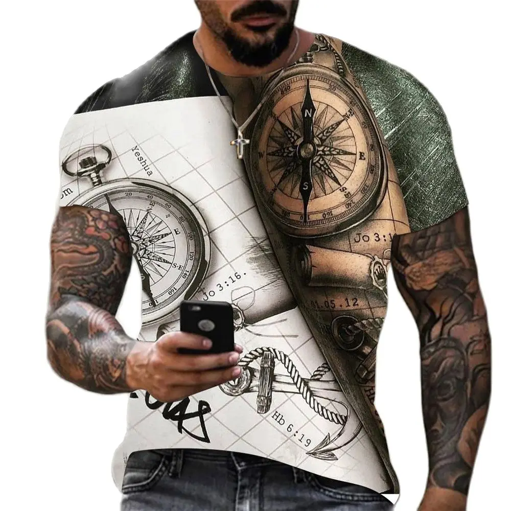 Fashion Summer 3D Print Compass Men's T-shirts Hip Hop Large Size T Shirts Cross Style O-Neck Short Sleeve Clothing Loose Tops
Fashion Summer 3D Print Compass Men's T-shirts Hip Hop Large Size T Shirts Cross Style O-Neck Short Sleeve Clothing Loose Tops