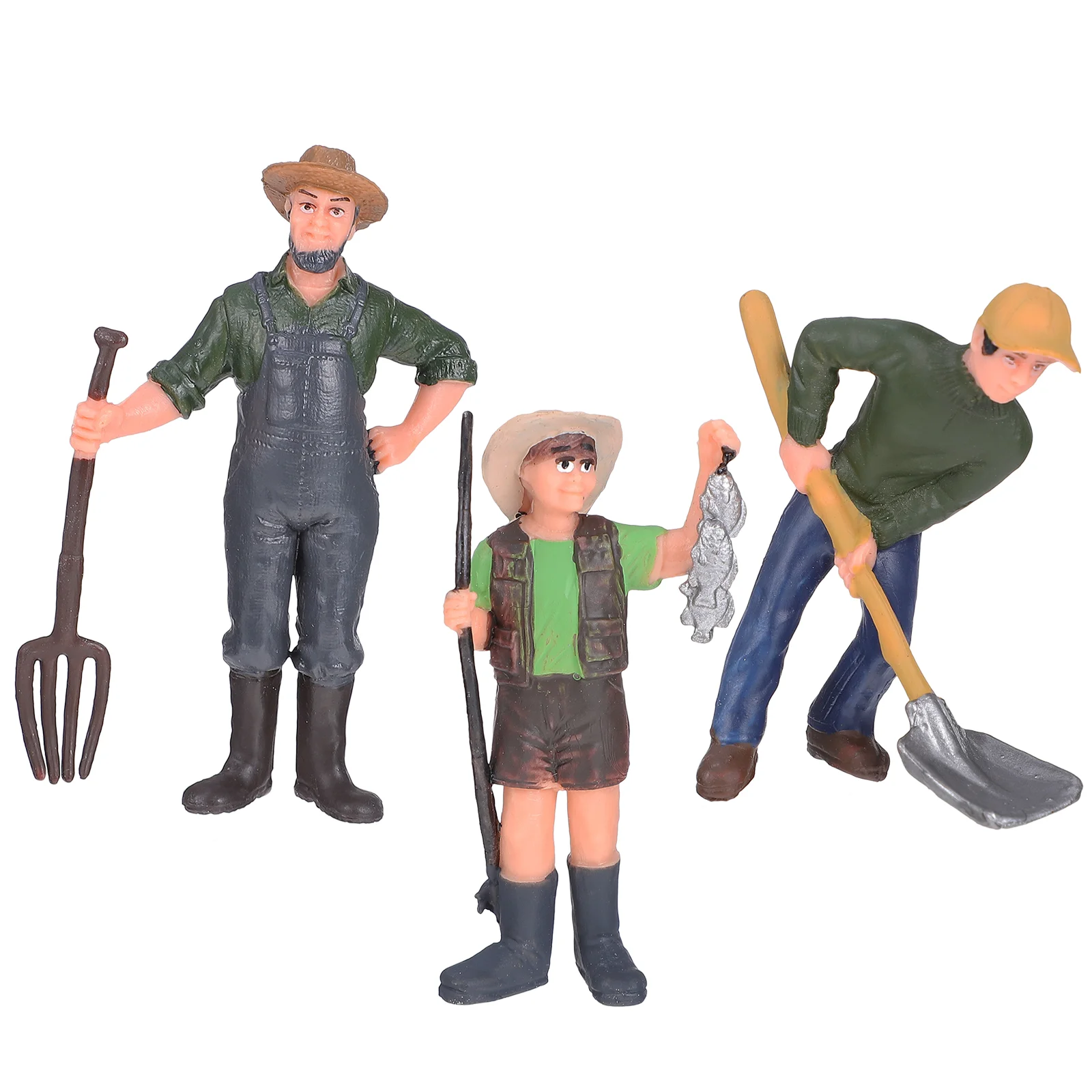 

3 Pcs Farm Worker Toy Mini Character People Figures Table Top Decor Playset Sand Toys Childrens Educational Figurines