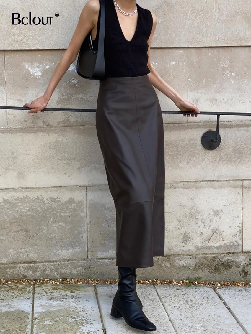 Bclout Autumn Brown PU Long Skirts Women 2023 Elegant Office Lady High Waist Midi Skirts Fashion Solid Party Sexy Leather Skirts
Bclout Autumn Brown PU Long Skirts Women 2023 Elegant Office Lady High Waist Midi Skirts Fashion Solid Party Sexy Leather Skirts