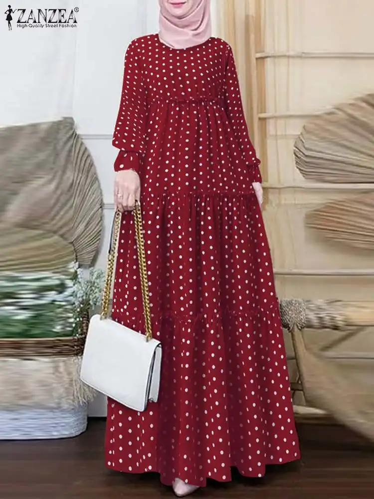 Women Ruffle Sundress ZANZEA Elegant Autumn Printed Muslim Dress Puff Sleeve Vestidos Female Polka Dots Abaya Hijab Robe Femme
Women Ruffle Sundress ZANZEA Elegant Autumn Printed Muslim Dress Puff Sleeve Vestidos Female Polka Dots Abaya Hijab Robe Femme
