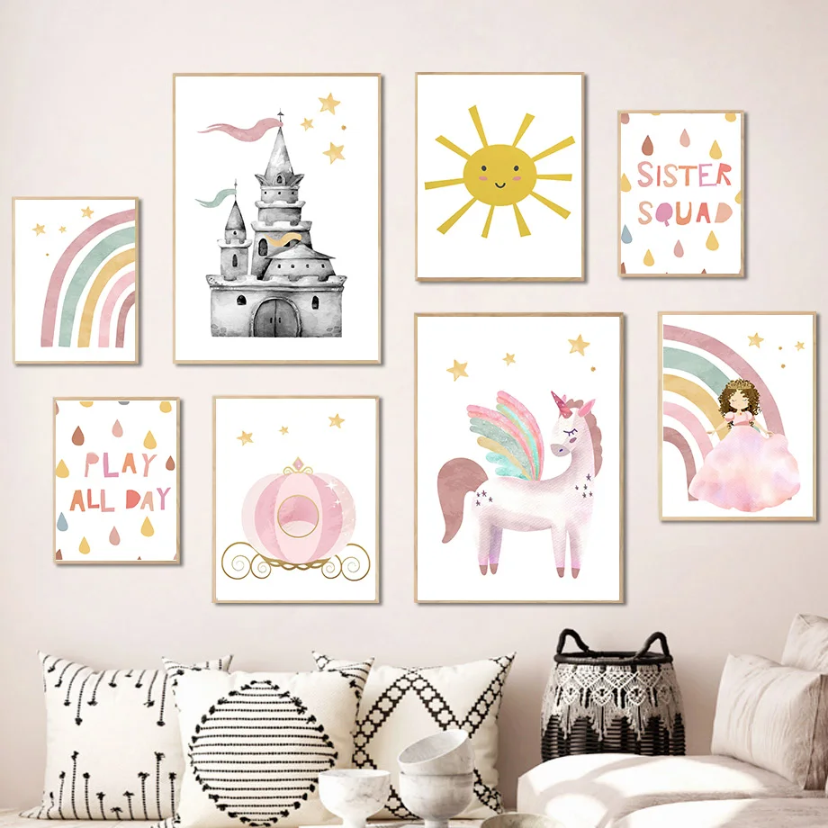 Princess Castle Unicorn Rainbow Sun Star Wall Art Canvas Painting Nordic Posters And Prints Wall Pictures Girl Kids Room Decor
Princess Castle Unicorn Rainbow Sun Star Wall Art Canvas Painting Nordic Posters And Prints Wall Pictures Girl Kids Room Decor