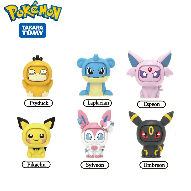 

2023new Pokemon Anime Pikachu Psyduck Face-changing Poke Ball Set Doll Toys Eevee Gengar Mewtwo Action Figure Model Kids Gift