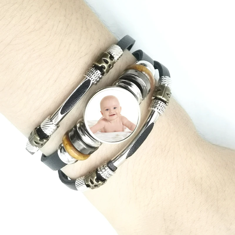 New Style Black Punk Style Leather Snap Buckle Glass Custom Bracelet Baby Children Parents Siblings Friends Art Photo Custom
New Style Black Punk Style Leather Snap Buckle Glass Custom Bracelet Baby Children Parents Siblings Friends Art Photo Custom