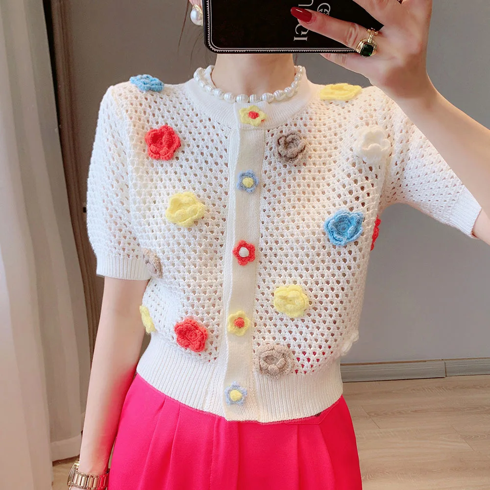 Crochet Hollow Out Cardigan Crop Top 2022 Summer Short Sleeve Cardigan Women Colors Appliques Button Up Cardigan Shirt Knit Tops
Crochet Hollow Out Cardigan Crop Top 2022 Summer Short Sleeve Cardigan Women Colors Appliques Button Up Cardigan Shirt Knit Tops