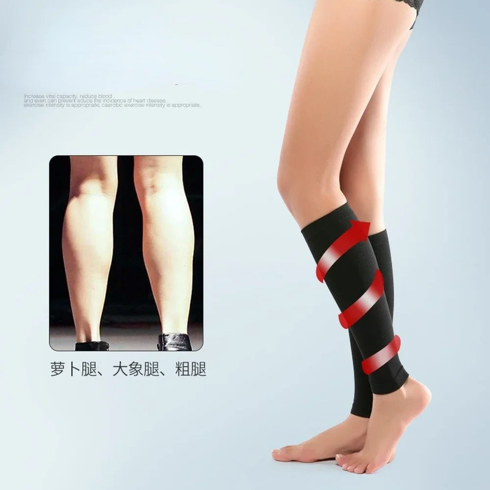 

1Pair Varicose Vein Fatigue Relief Leg Warmer Compression Calf Sleeve Sock Long Stocking Elastic Leg Support Leg Shin Sock