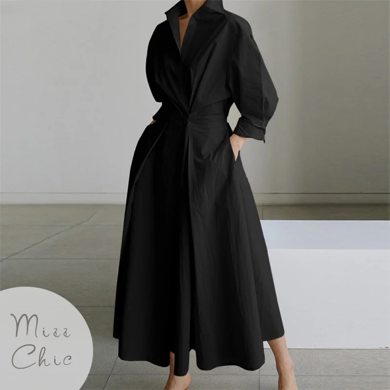 S-5XL Korean Fashion Long Sleeve Shirt Dress Chic Turndown Neck Ruched Maxi Dress Women 2022 Autumn Winter Clothes Streetwear
S-5XL Korean Fashion Long Sleeve Shirt Dress Chic Turndown Neck Ruched Maxi Dress Women 2022 Autumn Winter Clothes Streetwear