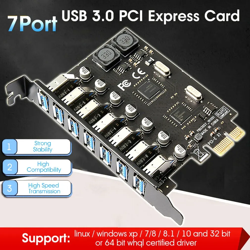 USB 3,0 PCI адаптер PCI E на 7 портов USB 3 Расширенный адаптер карта USB PCIe PCI-e концентратор контроллера конвертер для настольного компьютера
USB 3,0 PCI адаптер PCI E на 7 портов USB 3 Расширенный адаптер карта USB PCIe PCI-e концентратор контроллера конвертер для настольного компьютера