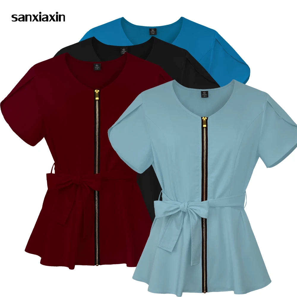 Plus Size Belt Shirts Medical Work Wear Medical Scrubs Tops Women Pet Nurse Uniforms Summer Solid Color Beauty Salon Work Blouse
Plus Size Belt Shirts Medical Work Wear Medical Scrubs Tops Women Pet Nurse Uniforms Summer Solid Color Beauty Salon Work Blouse