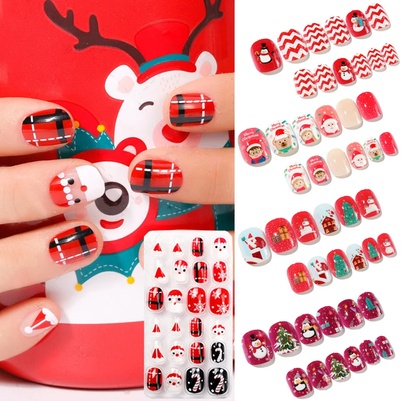 24PCS/Set Christmas False Nail Tips Press On Children Cartoon Full Cover Kid Glue Self Fake Nail Art New Year Nail Decor DIY
24PCS/Set Christmas False Nail Tips Press On Children Cartoon Full Cover Kid Glue Self Fake Nail Art New Year Nail Decor DIY