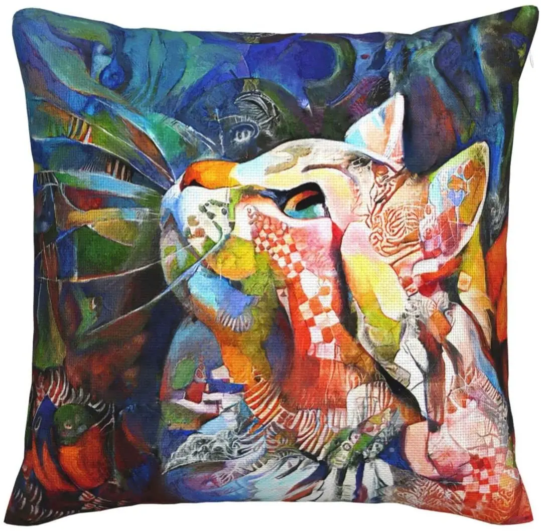 4pcs/set Colorful Abstract Art Cat Linen Throw Pillow Cover Decorative Pillow Case Home Decor Square Pillowcase 1 Inches 
4pcs/set Colorful Abstract Art Cat Linen Throw Pillow Cover Decorative Pillow Case Home Decor Square Pillowcase 1 Inches