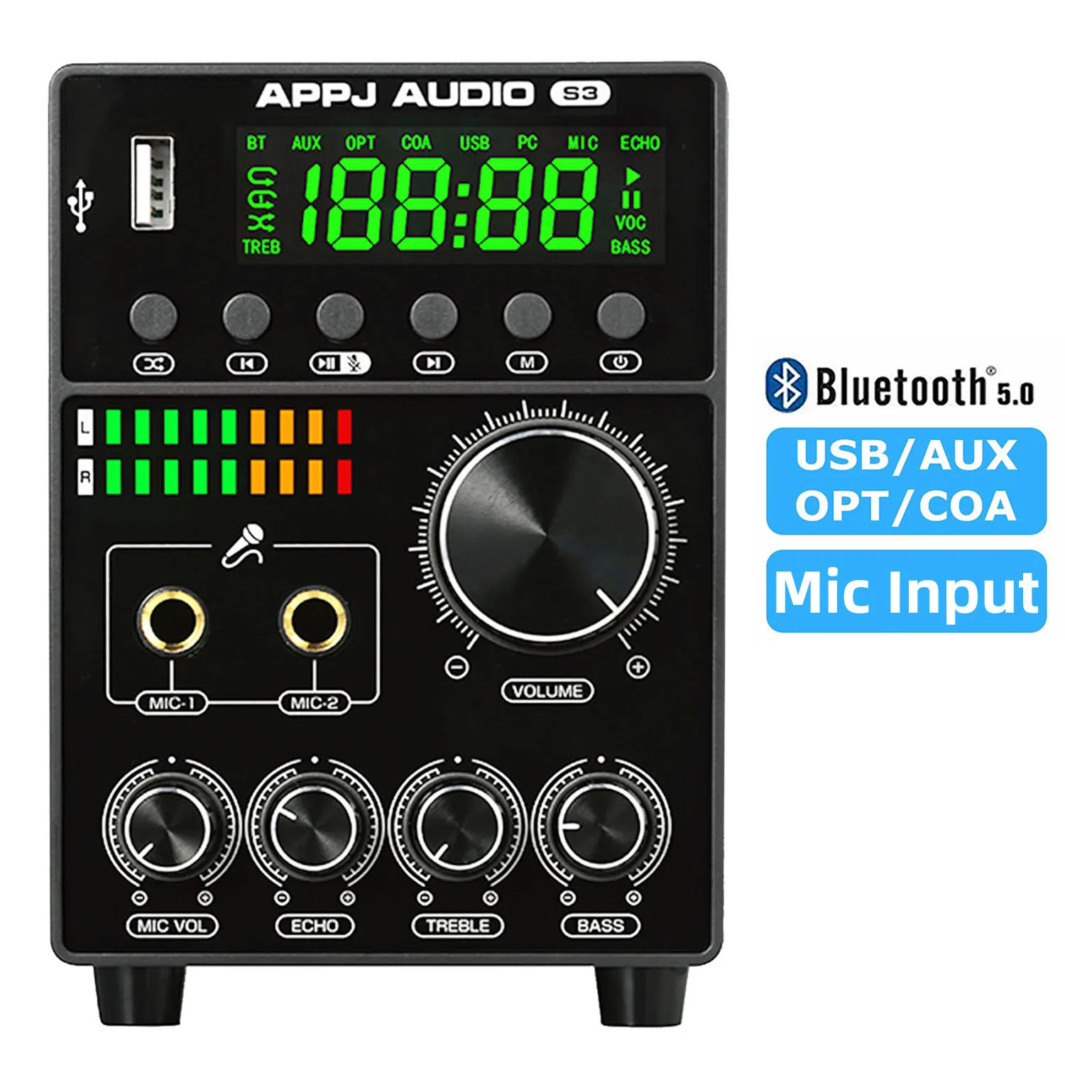 Усилитель мощности Ma12070, двойной микрофон для караоке, управление высокими и низкими частотами, Bluetooth, Домашнее аудио, USB/RCA/OPT/COA In, Ma12070
Усилитель мощности Ma12070, двойной микрофон для караоке, управление высокими и низкими частотами, Bluetooth, Домашнее аудио, USB/RCA/OPT/COA In, Ma12070