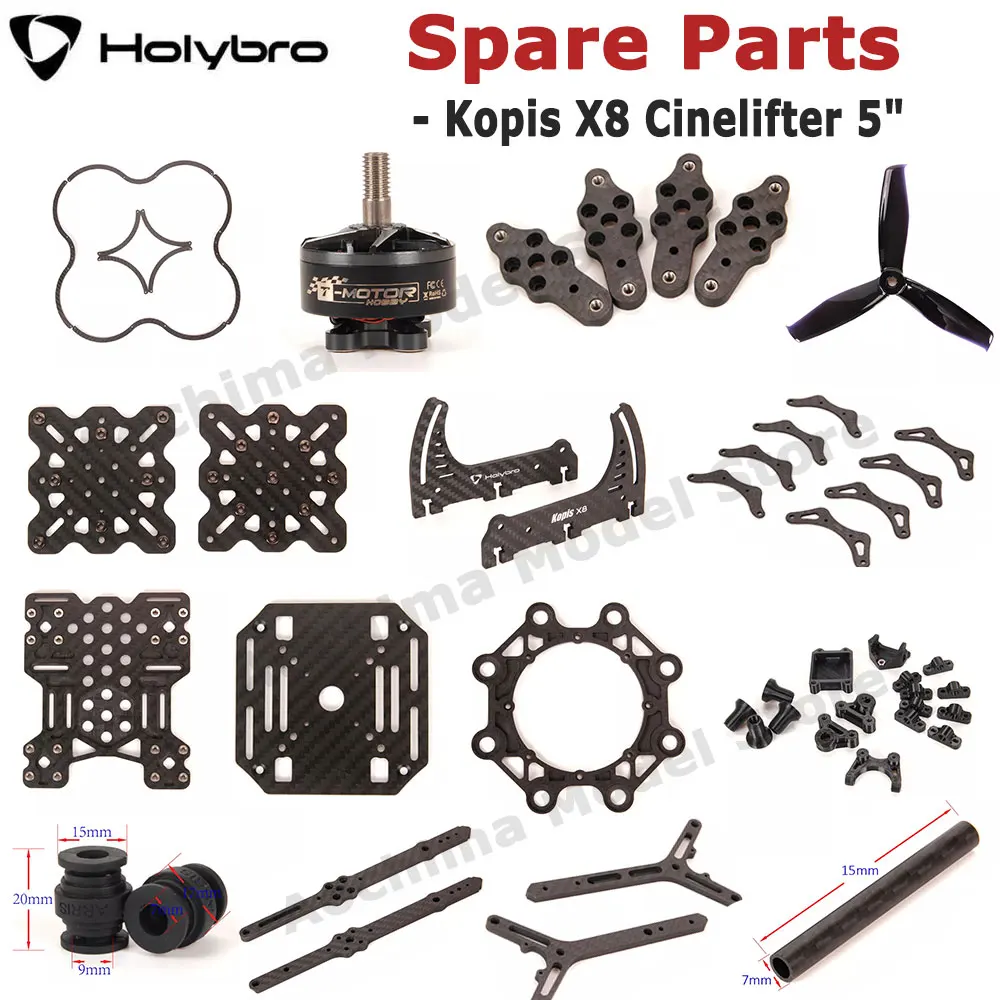 Holybro Kopis X8 Cinelifter 5 дюймов, сменные детали с колпачком, верхняя/Нижняя пластина F60 1750KV, Пропеллер из углеродного волокна 5055S-3
Holybro Kopis X8 Cinelifter 5 дюймов, сменные детали с колпачком, верхняя/Нижняя пластина F60 1750KV, Пропеллер из углеродного волокна 5055S-3
