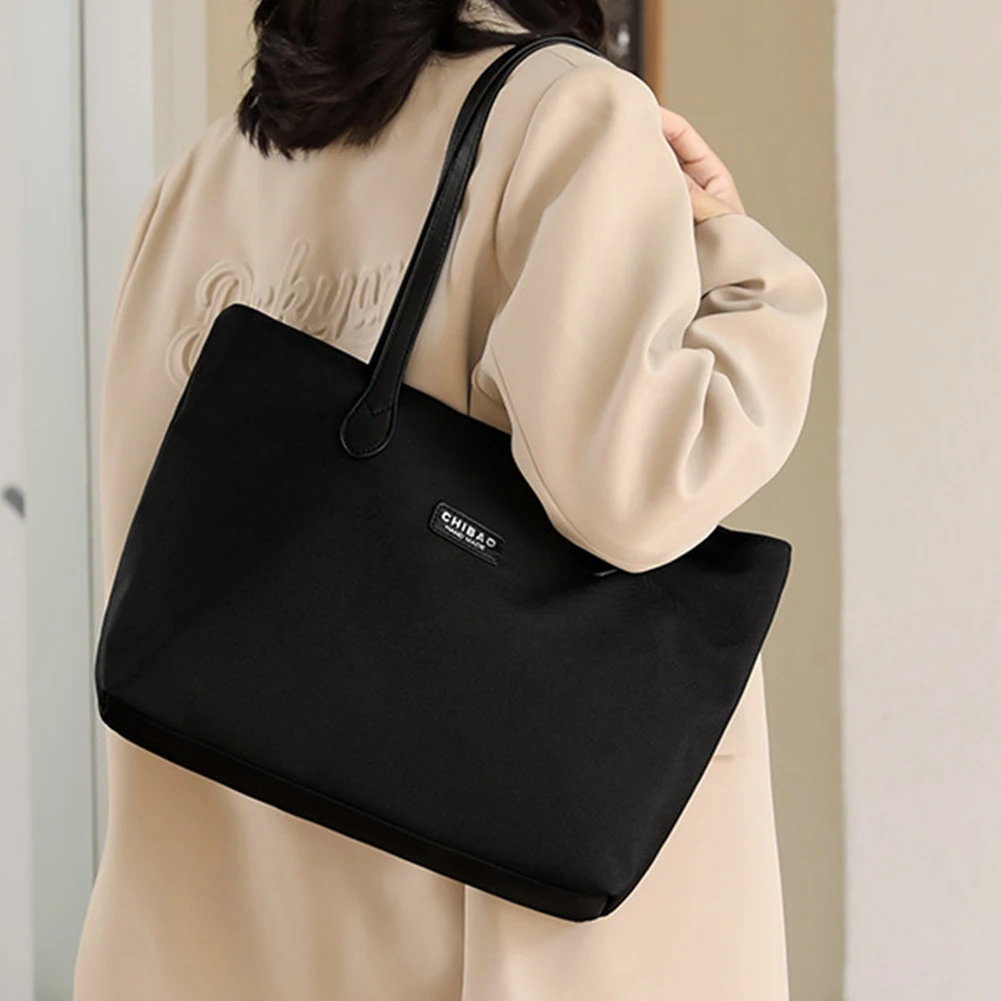 

Женская сумка через плечо, однотонная Сумка-тоут, вместительные сумки для покупок в стиле ретро, простая повседневная нейлоновая сумка для поездок, сумка с ручками сверху