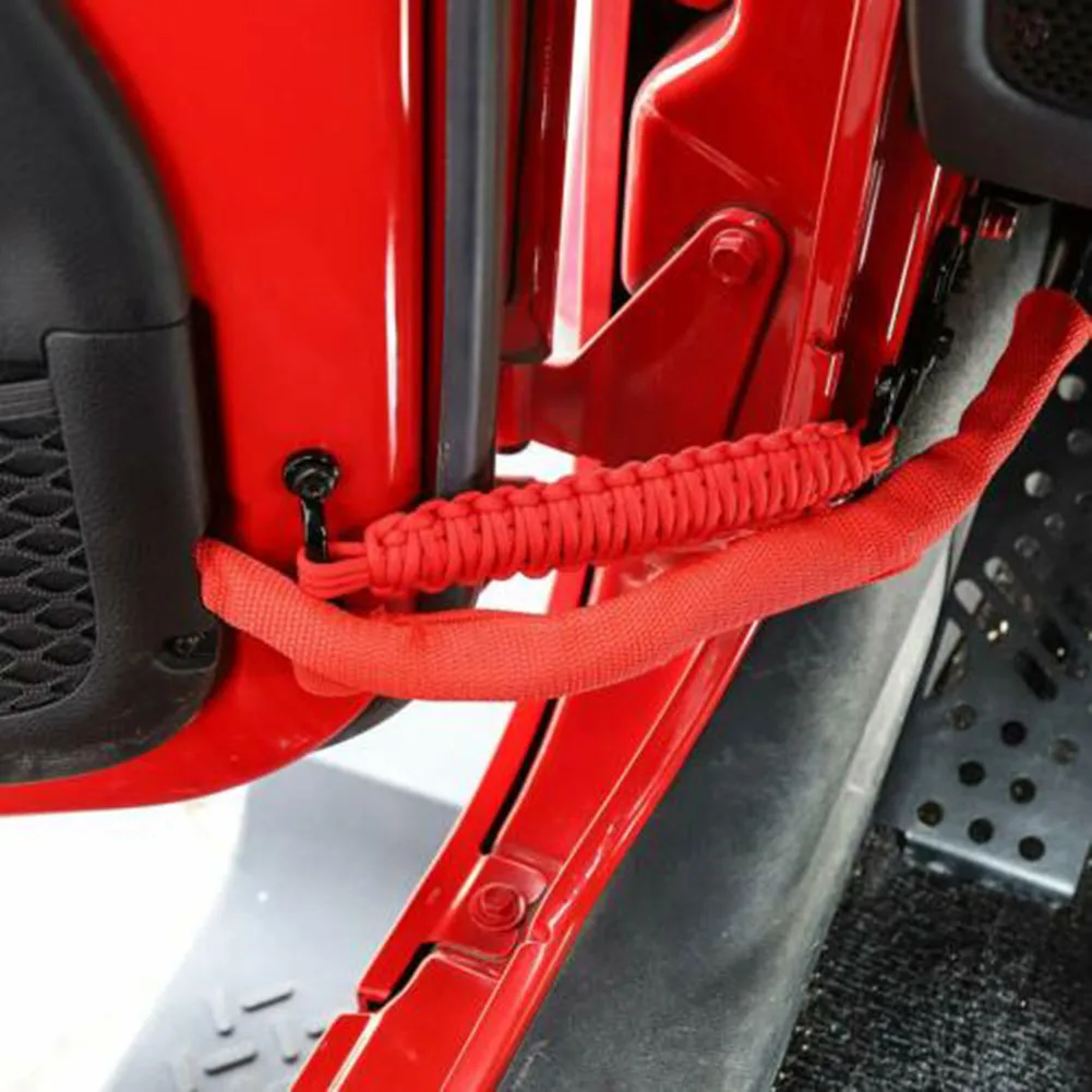 

2pcs Car Door Limiting Strap Bandage Rope PVC For Jeep Wrangler Interior Accessories Red Nylon Rope+PVC Durable Red New