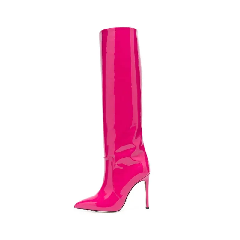 Winter women's new pointy toe ultra-high thin heel patent leather boots with large sexy knee length
Winter women's new pointy toe ultra-high thin heel patent leather boots with large sexy knee length