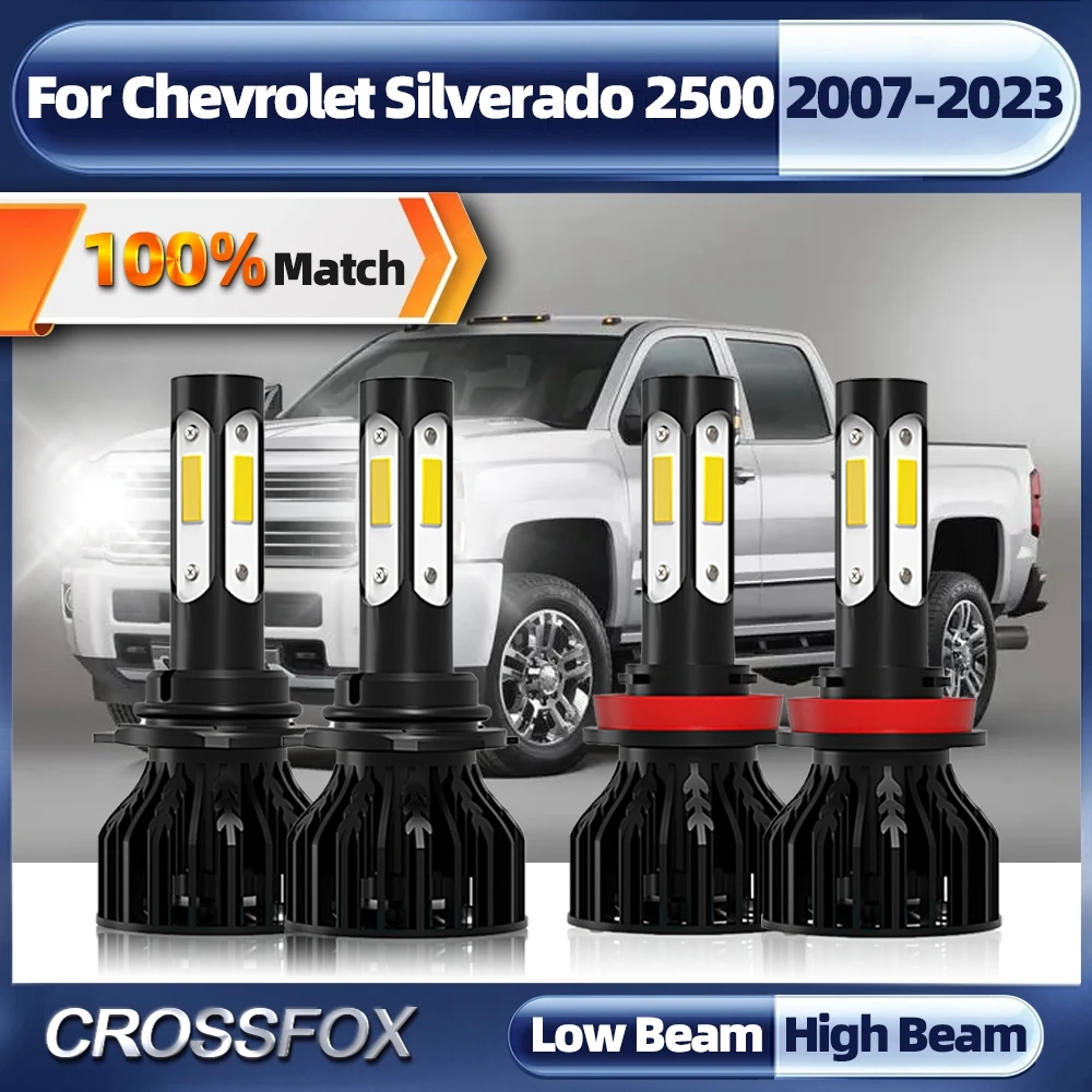 

4Pcs Led Canbus H11 9005 Led Headlights 360W 60000LM Car Light Bulbs Auto Lamp For Chevy Silverado 2500 2007-2020 2021 2022 2023