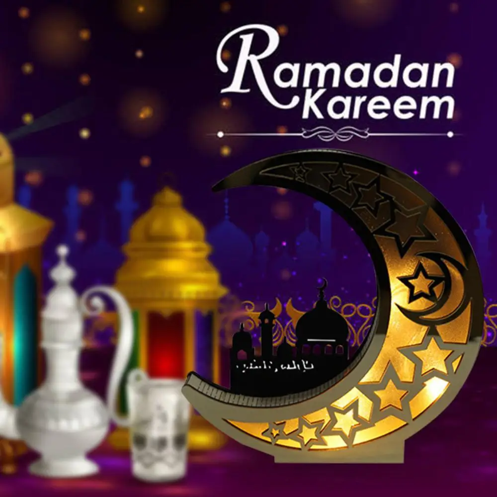 Wooden Eid Mubarak Ramadan Mirror Creativity Golden Moon Castle Hollow Letters With LED Lights Dining Table Decoration
Wooden Eid Mubarak Ramadan Mirror Creativity Golden Moon Castle Hollow Letters With LED Lights Dining Table Decoration